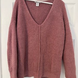 cupcakes and cashmere pink v neck cozy soft sweater XL
